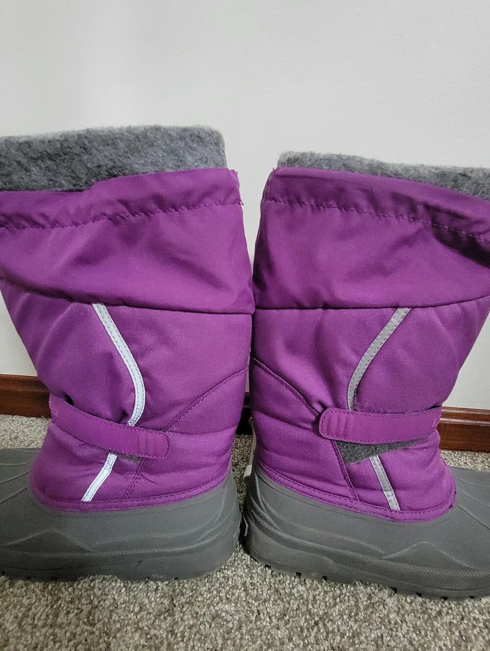 LL Bean Northwoods Lavender & Gray Winter Snow Boots - Kids Sz 6 /Womens Sz 8